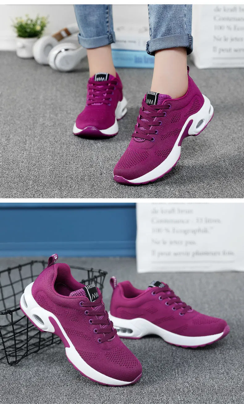 Custom Female Platform Sneakers Fashion Knitted Casual Sports Shoes Cushioning Breathable Lightweight Fitness Running Shoes for Women