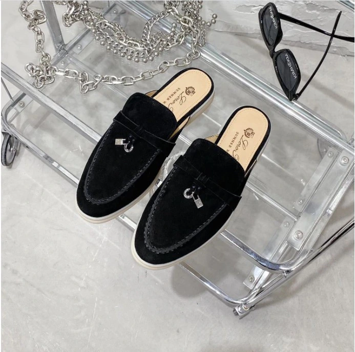 Slippers Flats Lp Loafers Real Suede Moccasin Size 35-42 Luxury Designer