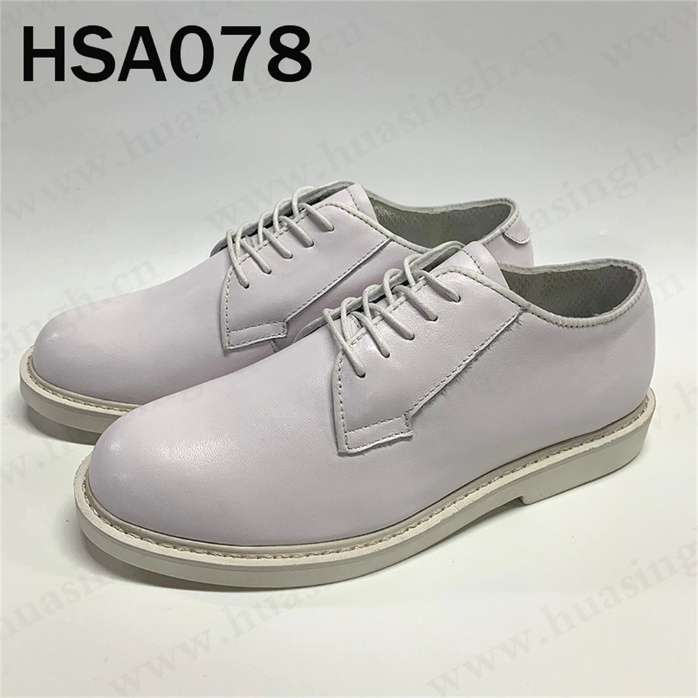 Zh, Wholesale White Full Grain Leather Lace-up White Dress Shoes for Meeting Hsa078