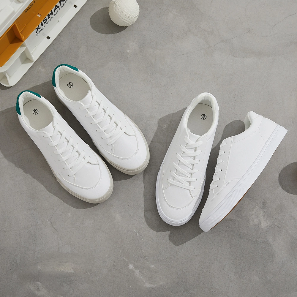 White PU Vulcanized White Casual Shoes