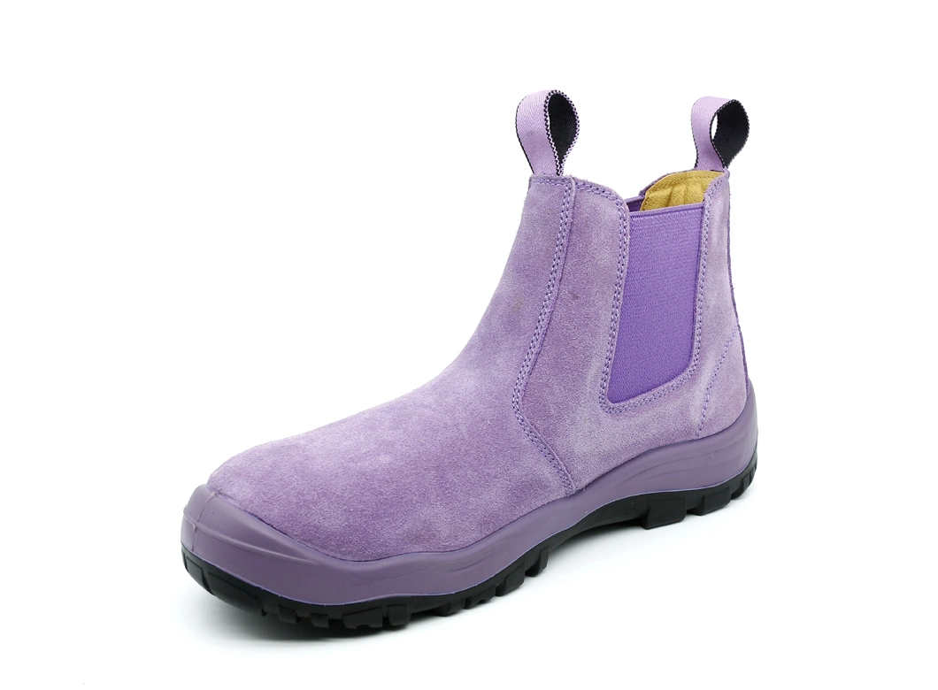 Purple Elastic Pull Tab Work Safety Boot Shoes