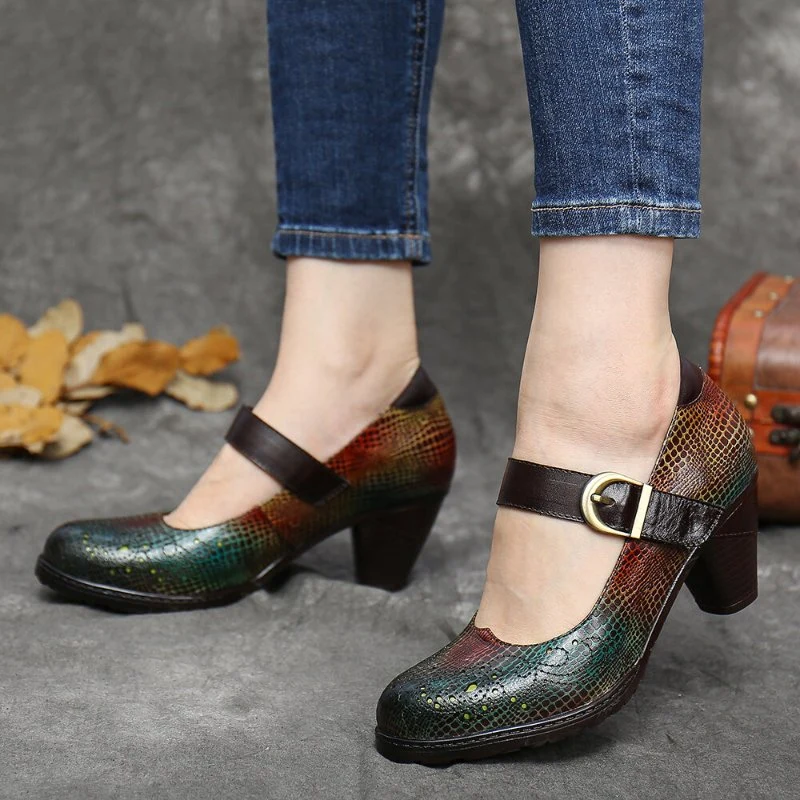 Bohemian Women&prime;s Shoes Alligator Print Leather Shoes