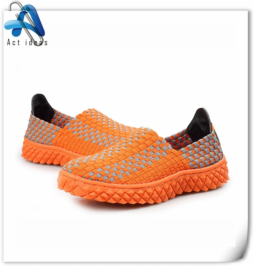 Kids Custom Wholesale Casual Flat Elastic Woven Shoes