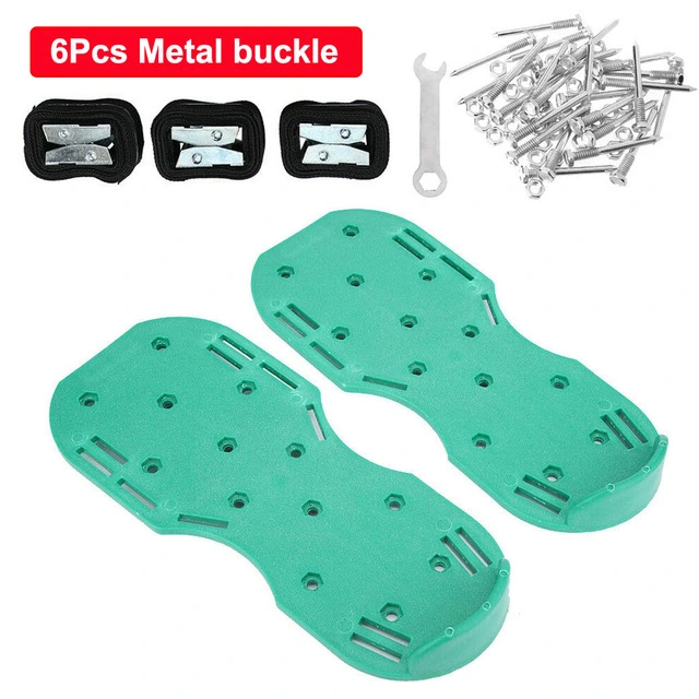 Green Lawn Aerator Sandals Lawn Aerator Shoes Garden Cultivator with Metal Buttons Funny Garden Tools Shoes