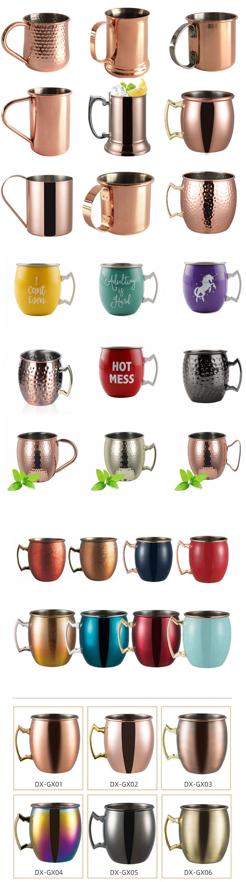 Drinking Mug Copper Plated Glossy Stainless Steel Moscow Mule Mug