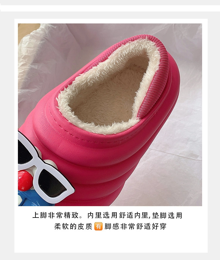 Waterproof Slippers Women Clogs Winter Fur Garden Shoes Warm Mules House Slippers