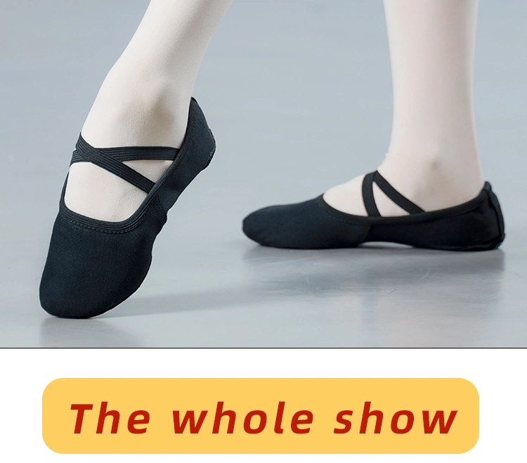 Female Ballet Shoes for Black Lace-up Free Dance Shoes Children&prime;s Canvas Outsole 112