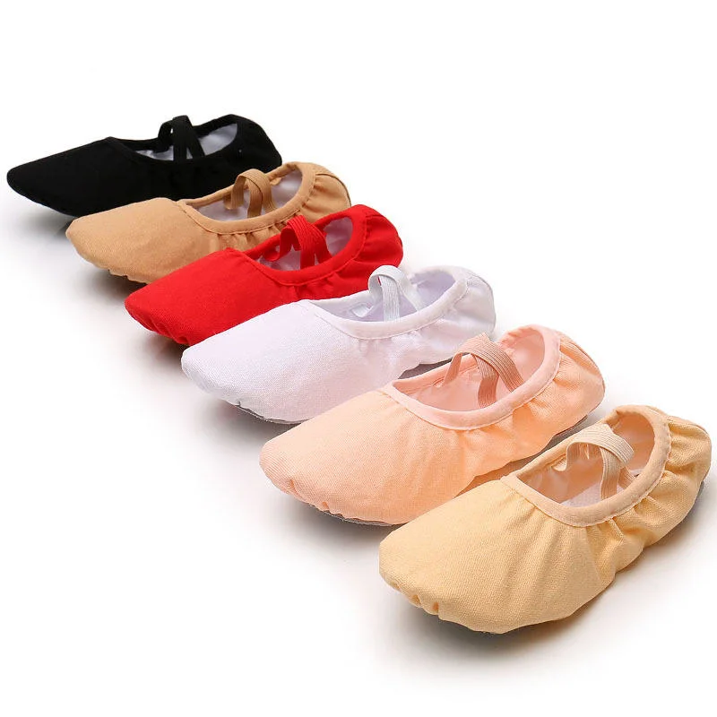 Wholesale OEM Cheap Girls Women Genuine Leather Dance Stretch Canvas Ballet Shoes