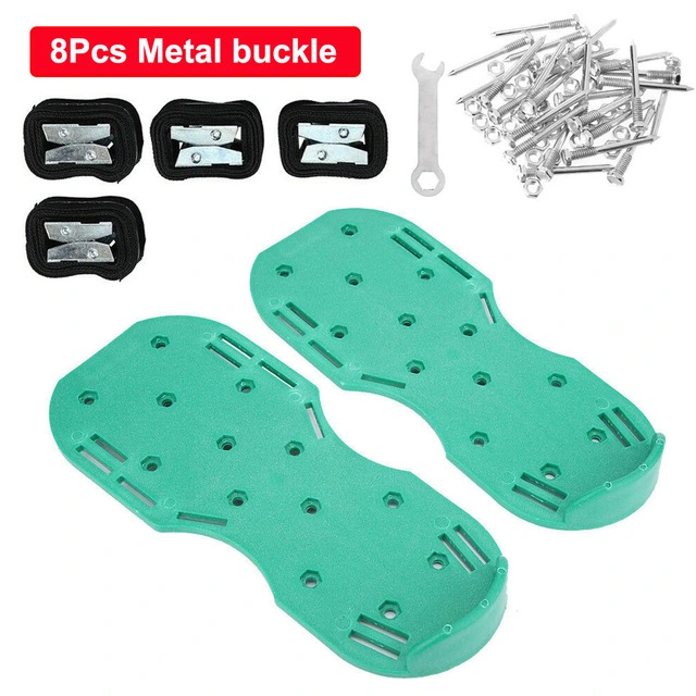 Green Lawn Aerator Sandals Lawn Aerator Shoes Garden Cultivator with Metal Buttons Funny Garden Tools Shoes