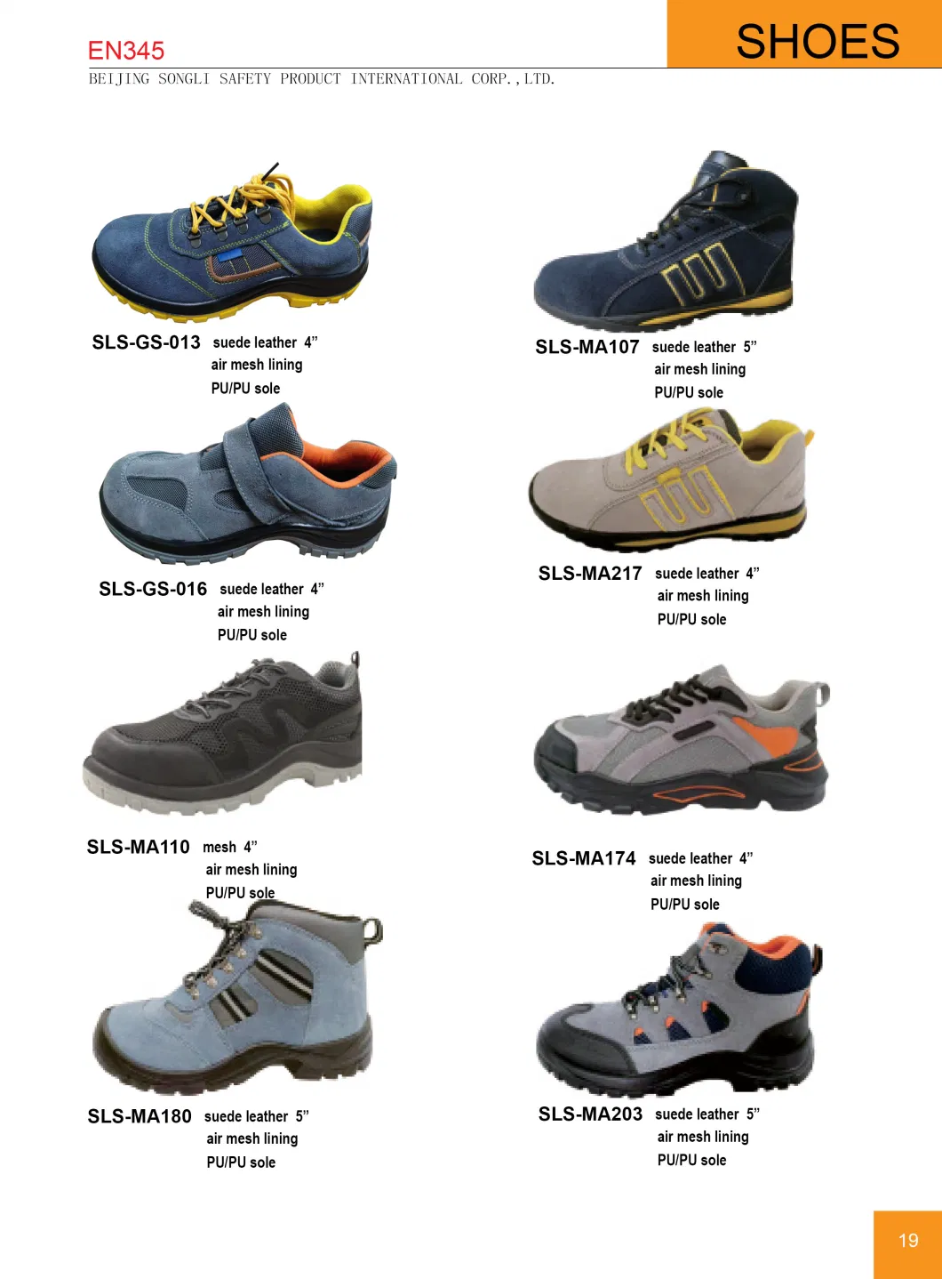 SLS-H2-2075 PU Injection Moulding Buffalo Leather Safety Shoes for Men