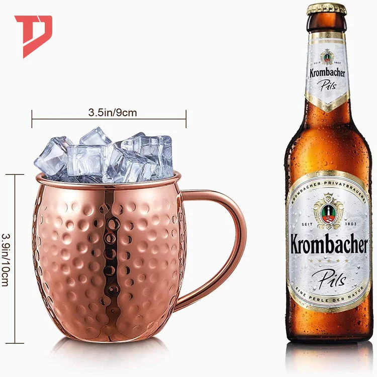 Wholesale Double Wall Wine Cups Stainless Steel Party Cups Hammer Copper Plated Whisky Drinking Mugs Moscow Mule Mug