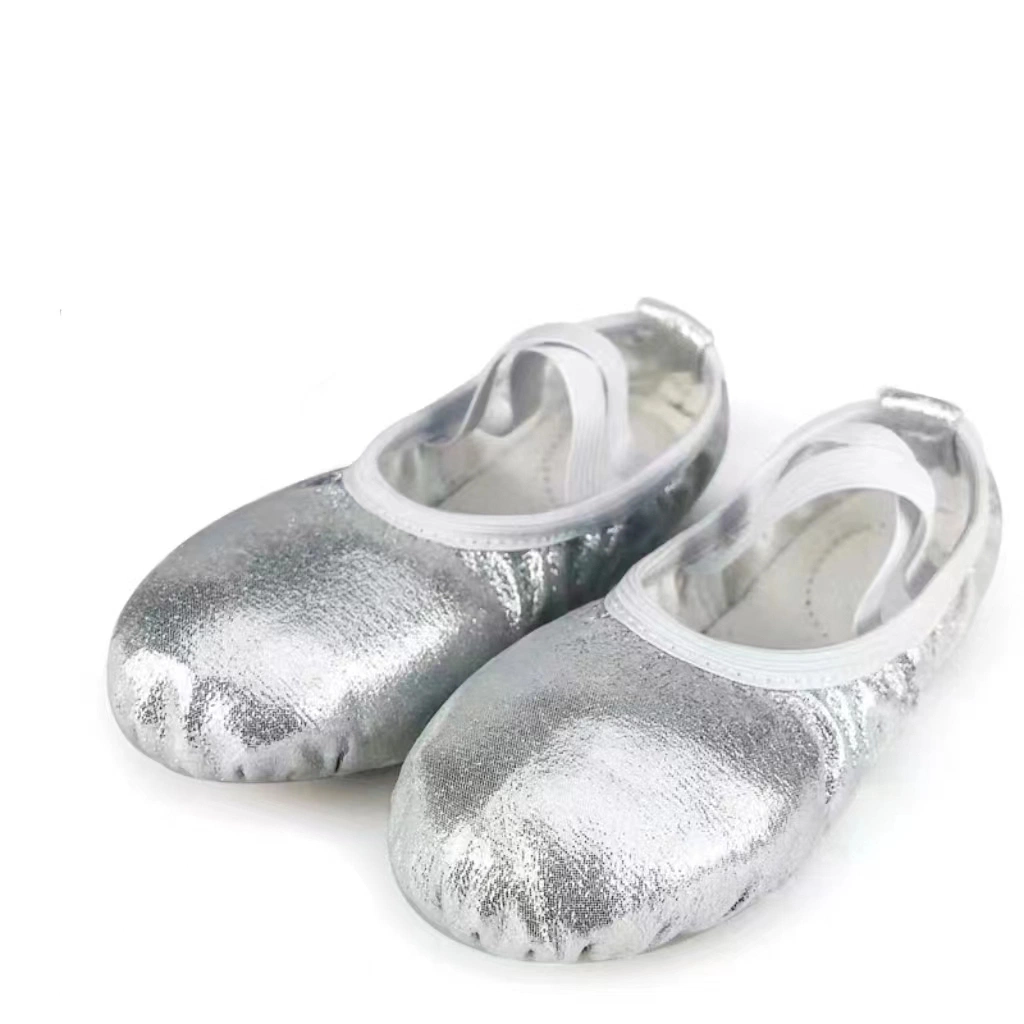 Fashionable Hot Sales Colorful Blue Sliver Glitter Stretch Beautiful Dance Practice Ballet Flat Shoes