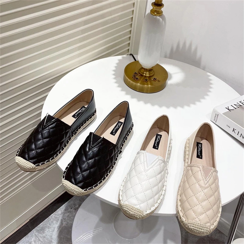 Autumn New Style Original Head Sets Foot Straw Plaits Flat Casual Shoes Diamond Pattern Lazy Person Espadrilles Shoes