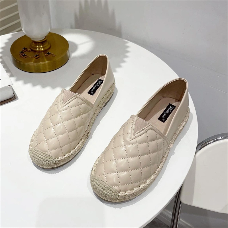 Autumn New Style Original Head Sets Foot Straw Plaits Flat Casual Shoes Diamond Pattern Lazy Person Espadrilles Shoes