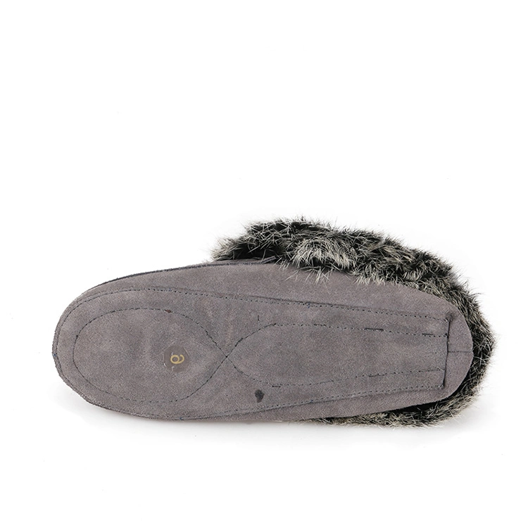 High Quality 100% Real Wool Rabbit Fur Winter Indoor Slipper Moccasin