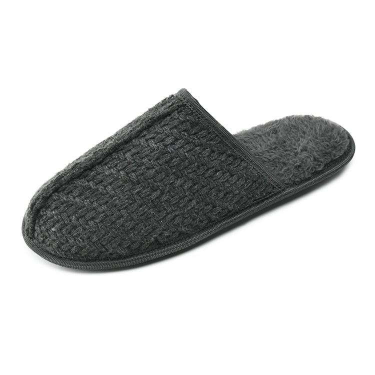 Warm Indoor Winter OEM Male Cable Knit Mules Home Slippers for Men