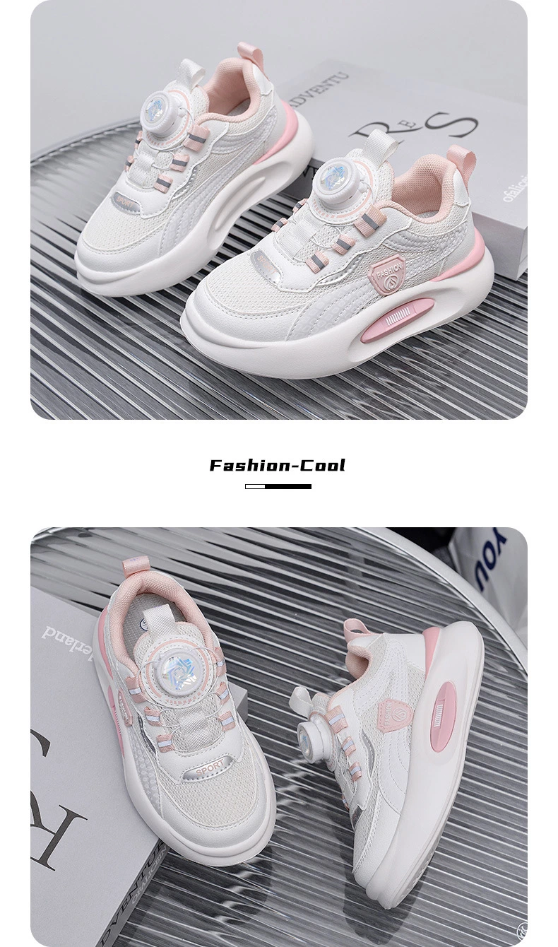 Autumn New Children&prime;s Sports Shoes Girls Rotary Button Casual Shoes Korean Wholesale Athletic Shoes