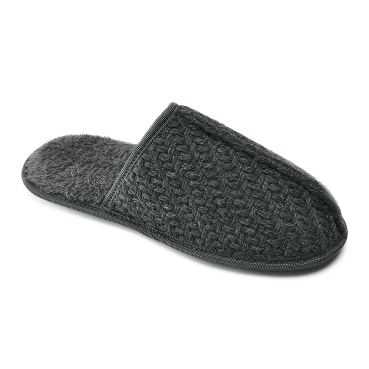 Warm Indoor Winter OEM Male Cable Knit Mules Home Slippers for Men