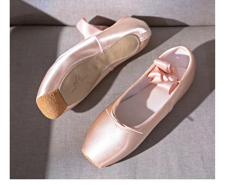 Hot Sale Girls Women Genuine Leather Dance Stretch Canvas Ballet Shoes