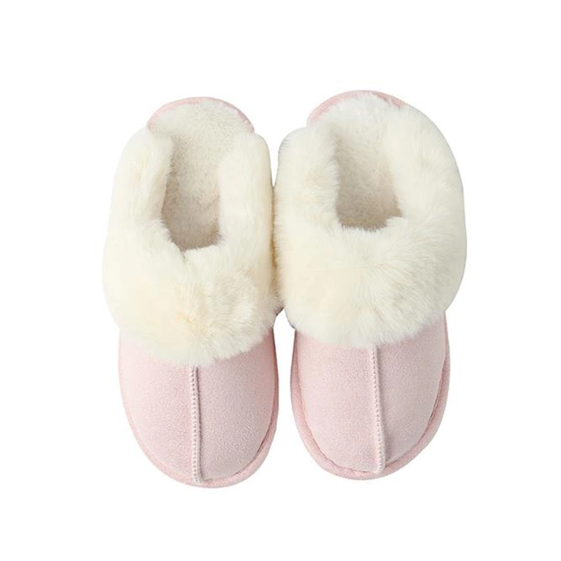 Ladies Faux Fur Mules Women Winter Warm Plush Bedroom Couple Cotton Slippers