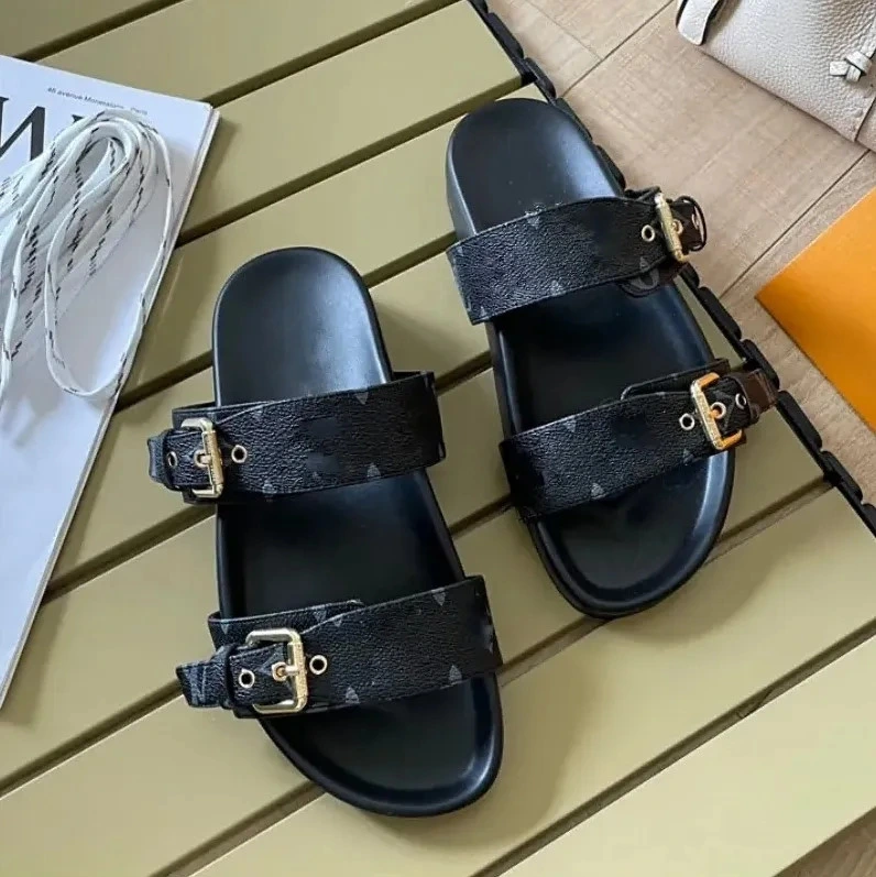 Genuine Leather Sandal Slipper Casual Shoe Summer Beach Gladiator Mules Hasp New Womans Flat Slide