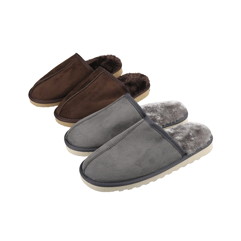 Luxury Faux Fur Warm Indoor Outdoor Winter Mules Home Slippers for Men