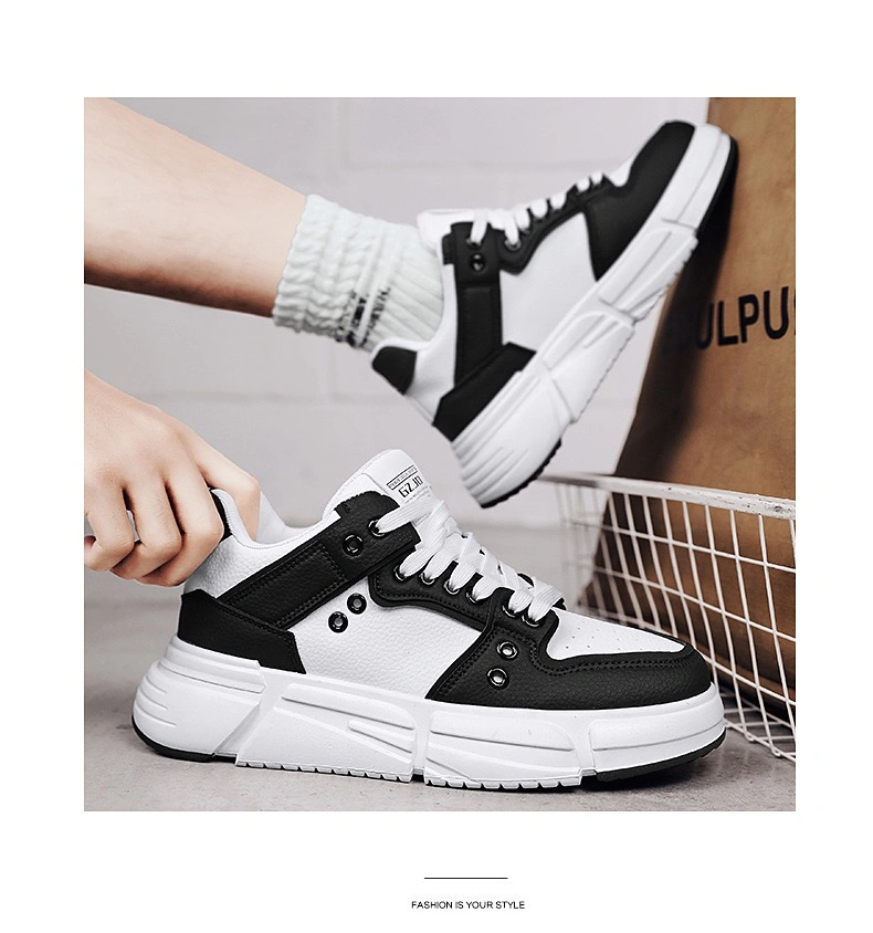 Elegant PU Breathable Mens Sneakers Shoes Fashion Designer Athletic Sports Shoes with Soft Thick Sole Comfort Leisure Shoes Outdoor Running Casual Shoes