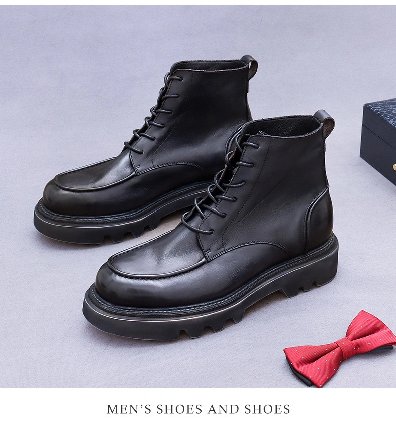 China Top Level Leather Dress Men Shoes Elegant Lace up Martin Men Boots Luxury Shoes Mens Winter Boot Shoe