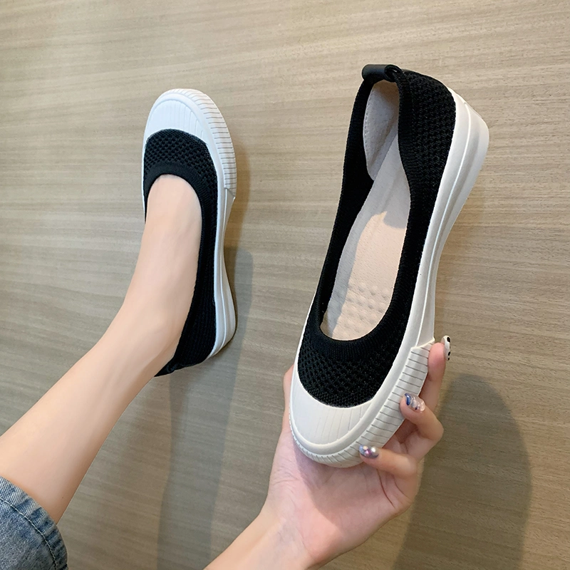 Lady Slip on Footwear Shoes Flyknit Sports Shoes Running Shoes Canvas Shoes Pump Footwear Toe Cap Flattie Shoes (081)