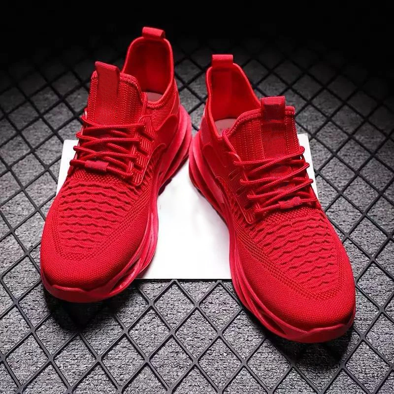 Fashion Sports Shoes Round Fly Woven Mesh Men&prime;s Shoes Lightweight Running Shoes