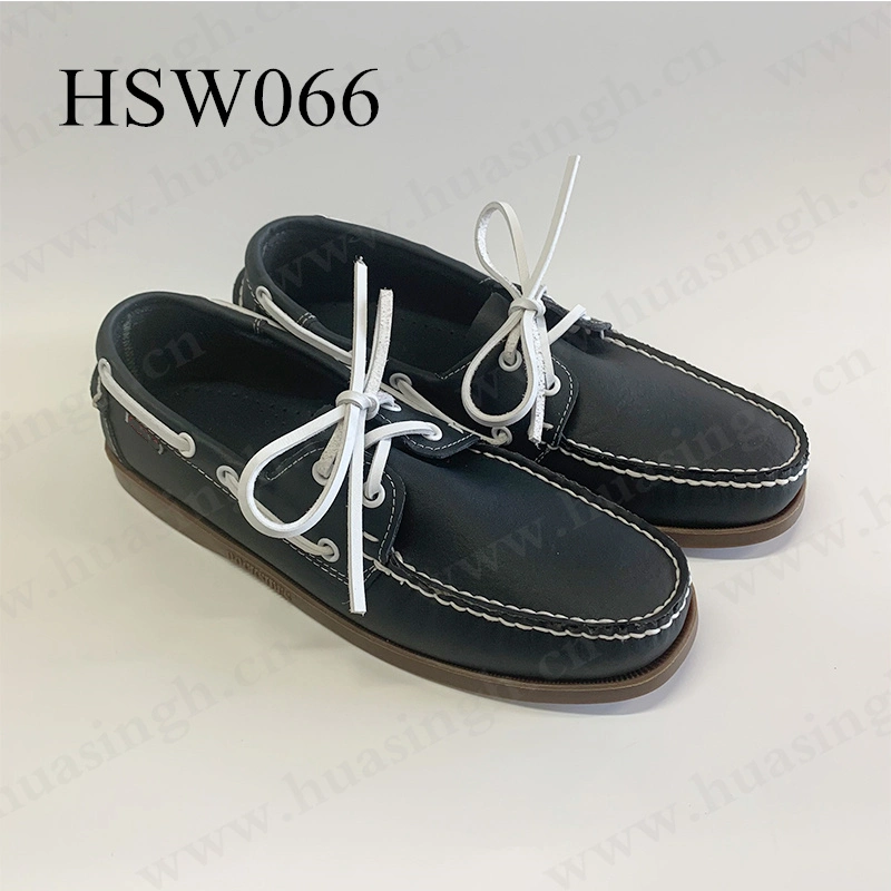 Zh, Hot Selling Pure Leather Size 27-47 Casual Boat Shoes Dark Blue Handcrafted Moccasin Peas Shoes Hsw066