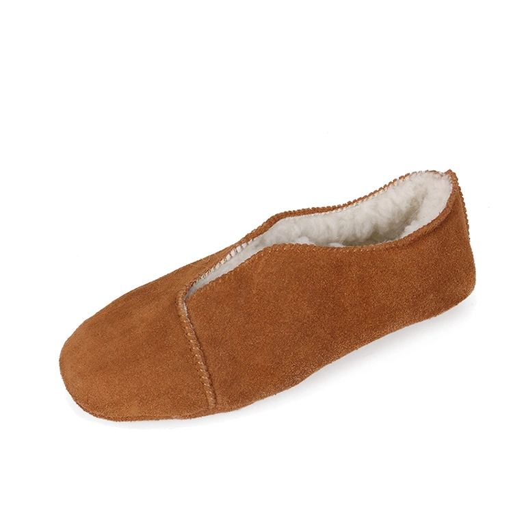 Indoor Soft Cow Suede Leather Outsole Sheepskin Fur Winter Casual Moccasin Shoes