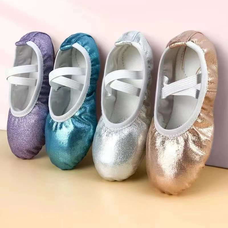 Wholesales New Coming Good Fabrics Hot Selling Low MOQ Stretch Glitter Adult Women Kids Girls Dance Training Ballet Shoes