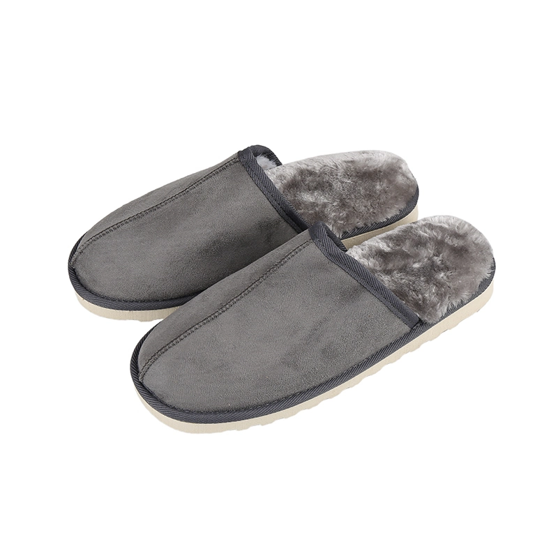 Luxury Faux Fur Warm Indoor Outdoor Winter Mules Home Slippers for Men