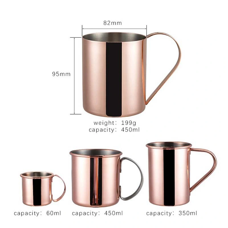 Hot Sell Stainless Steel Custom Engraved Hammer Point Plain Copper Moscow Mule Metal Beer Mule Mug with Handle Grip