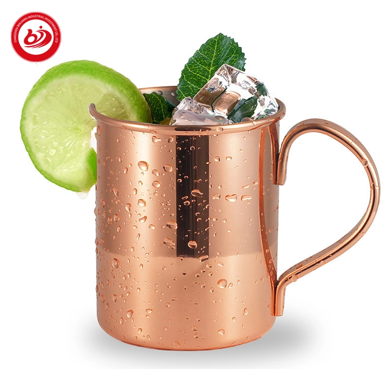 Hot Sell Stainless Steel Custom Engraved Hammer Point Plain Copper Moscow Mule Metal Beer Mule Mug with Handle Grip