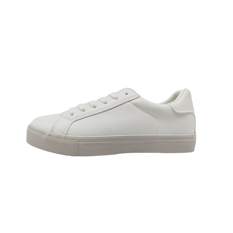 Cheap White Trainers Sport PU Upper Sole Trendy White Sneakers Vulcanized Shoes