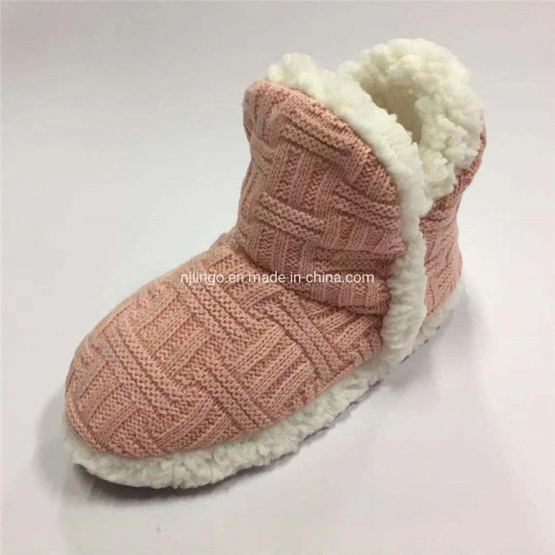 Warm Knitted Winter Home Cozy Women Boots Ladies Indoor Soft Slippers Shoes