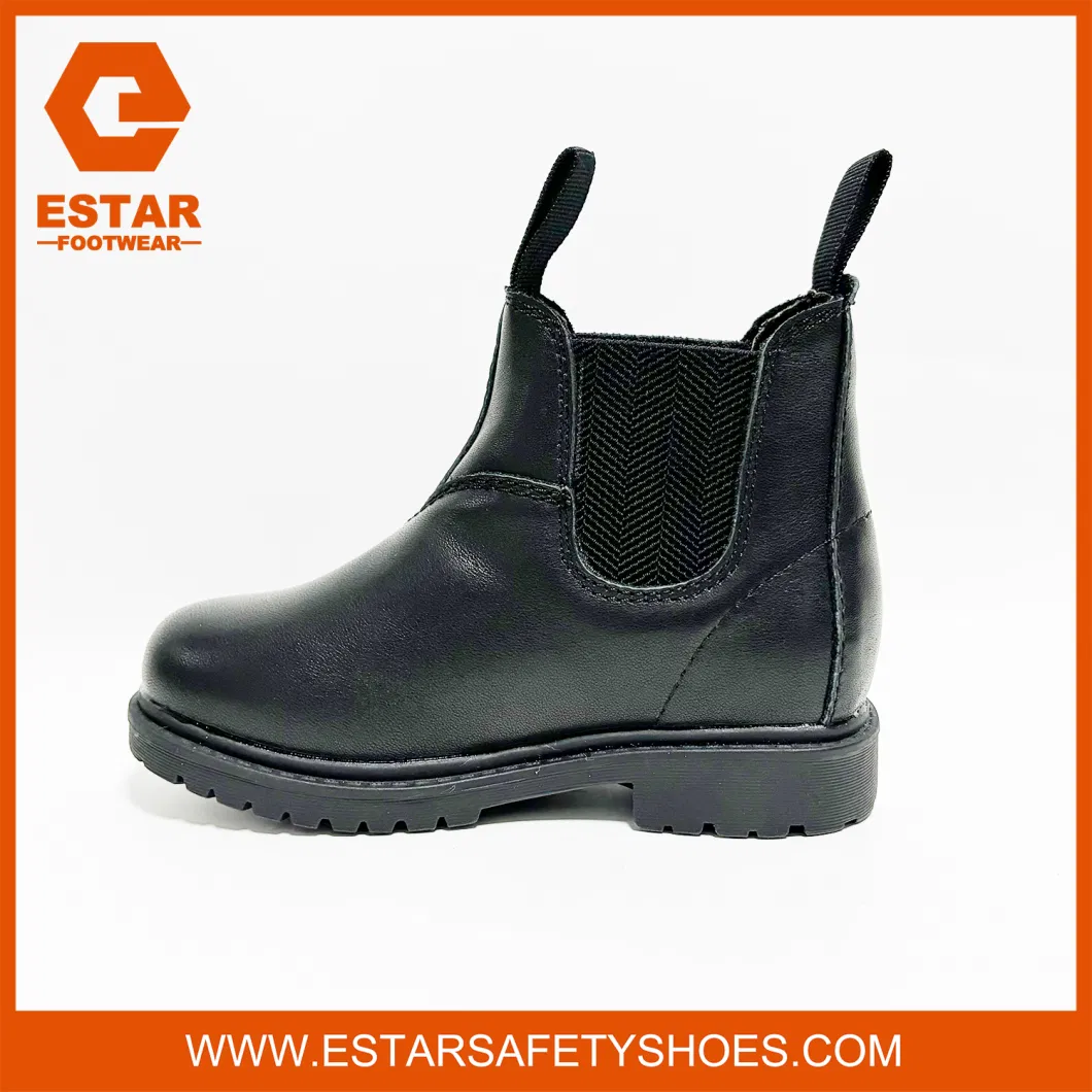 Classic Pull on Balck Genuine Leather Hard Wearing and Comfortable Children Shoes