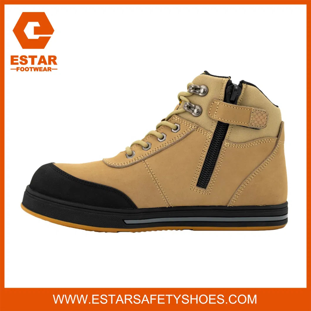 Comfortable Quick Zip Release with Side Leather Coving Zipper Wholesale Safety Shoes