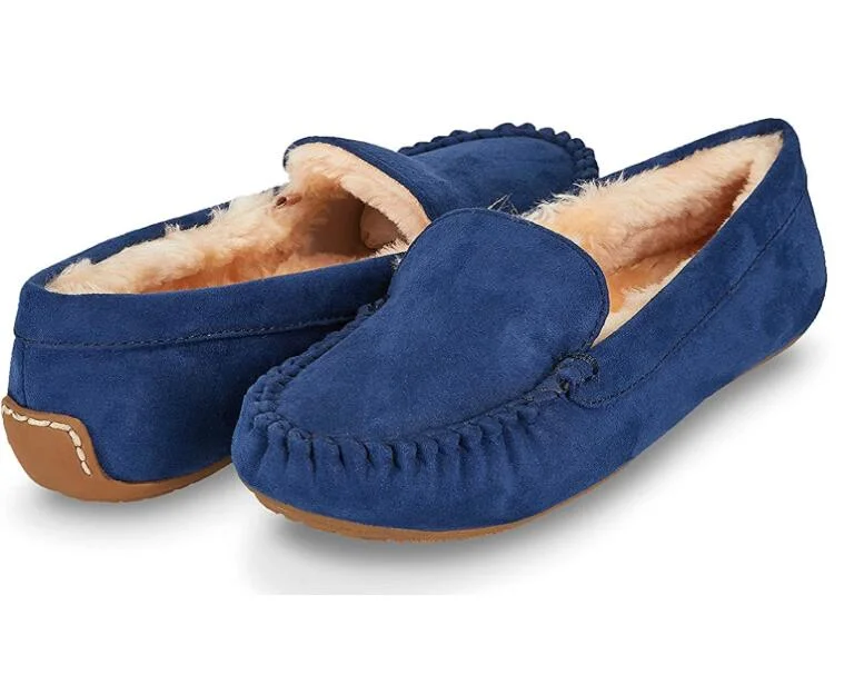 Womens Indoor/Outdoor Basic Memory Foam Moccasin Slipper Outdoor Shoes