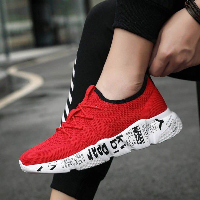 Stylish Breathable Knit Fabric Upper Men Sports Shoes