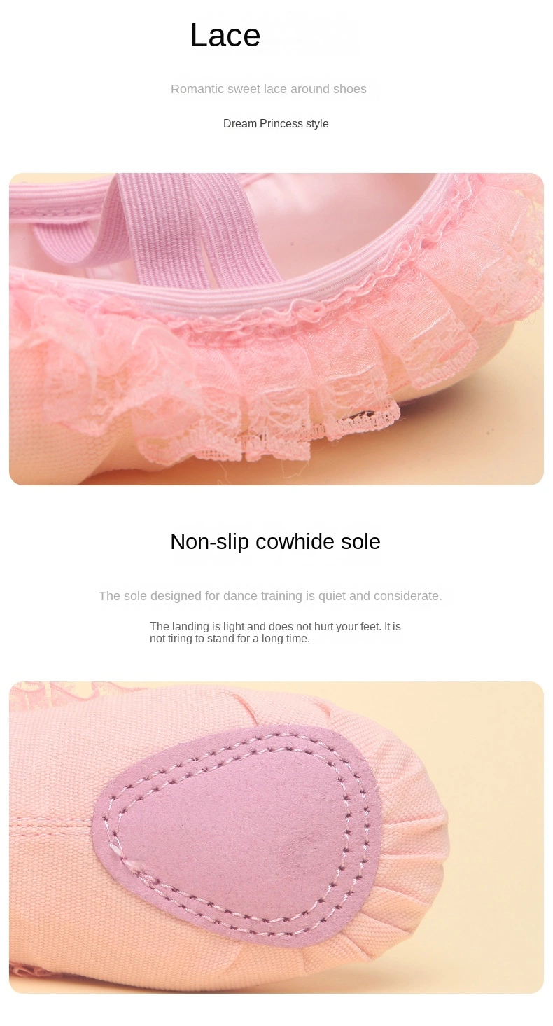 Children&prime;s Dance Shoes Soft Soles Girls Lace Ballet Practice Cat Claw Shoes