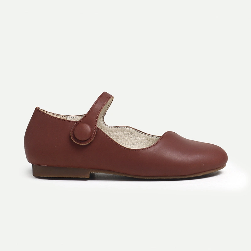 Leather Mary Jane Shoes in Burgundy Leather Ballet Flats