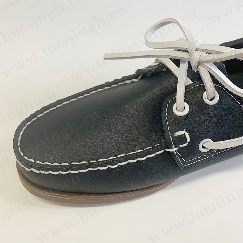 Zh, Hot Selling Pure Leather Size 27-47 Casual Boat Shoes Dark Blue Handcrafted Moccasin Peas Shoes Hsw066