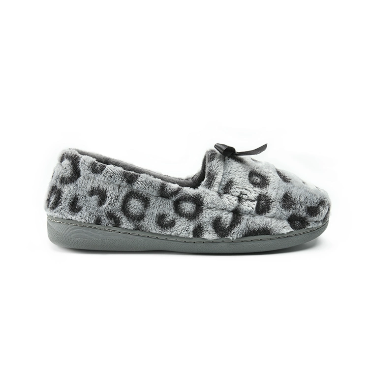 Factory Wholesale Trendy Leopard Mule TPR Outsole Indoor Bedroom Women Comfort Slippers