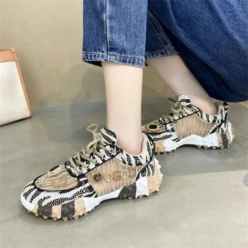 Hotsales 2023 New Style Autumn Woman Walking Shoes Fashion Sneakers Luxury Brand Platform Sports Casual Shoes Chunky Bowling Walking Shoes