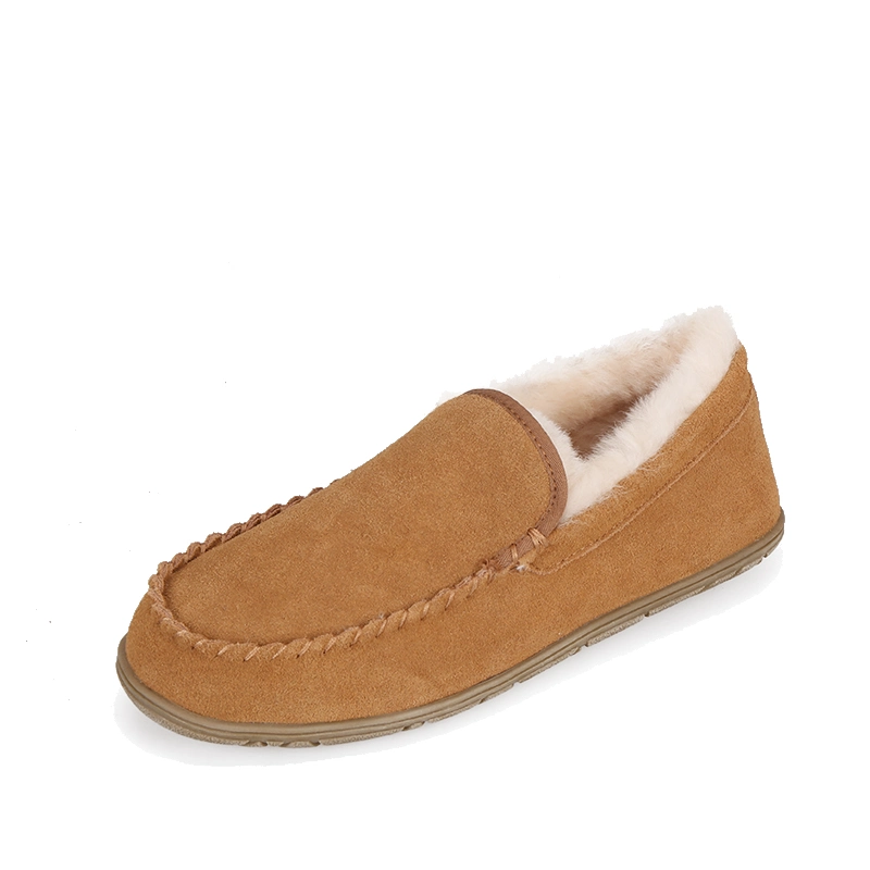 Mens Cheap Sheepskin Winter Fur Moccasin Outdoor Casual Slipper Shoes