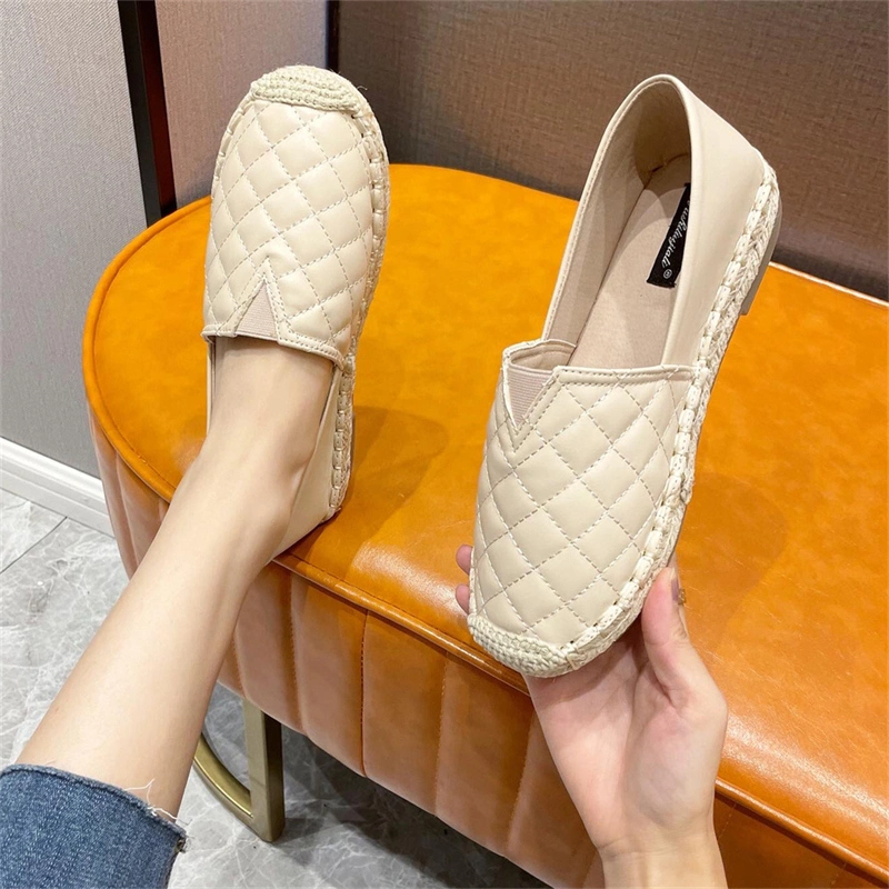 Autumn New Style Original Head Sets Foot Straw Plaits Flat Casual Shoes Diamond Pattern Lazy Person Espadrilles Shoes