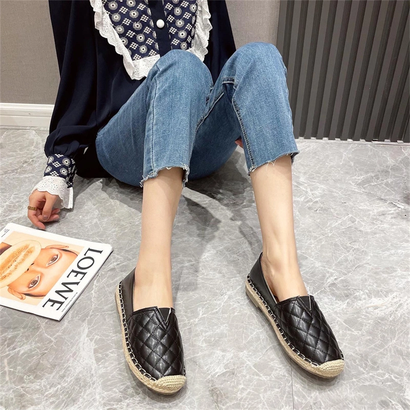 Autumn New Style Original Head Sets Foot Straw Plaits Flat Casual Shoes Diamond Pattern Lazy Person Espadrilles Shoes